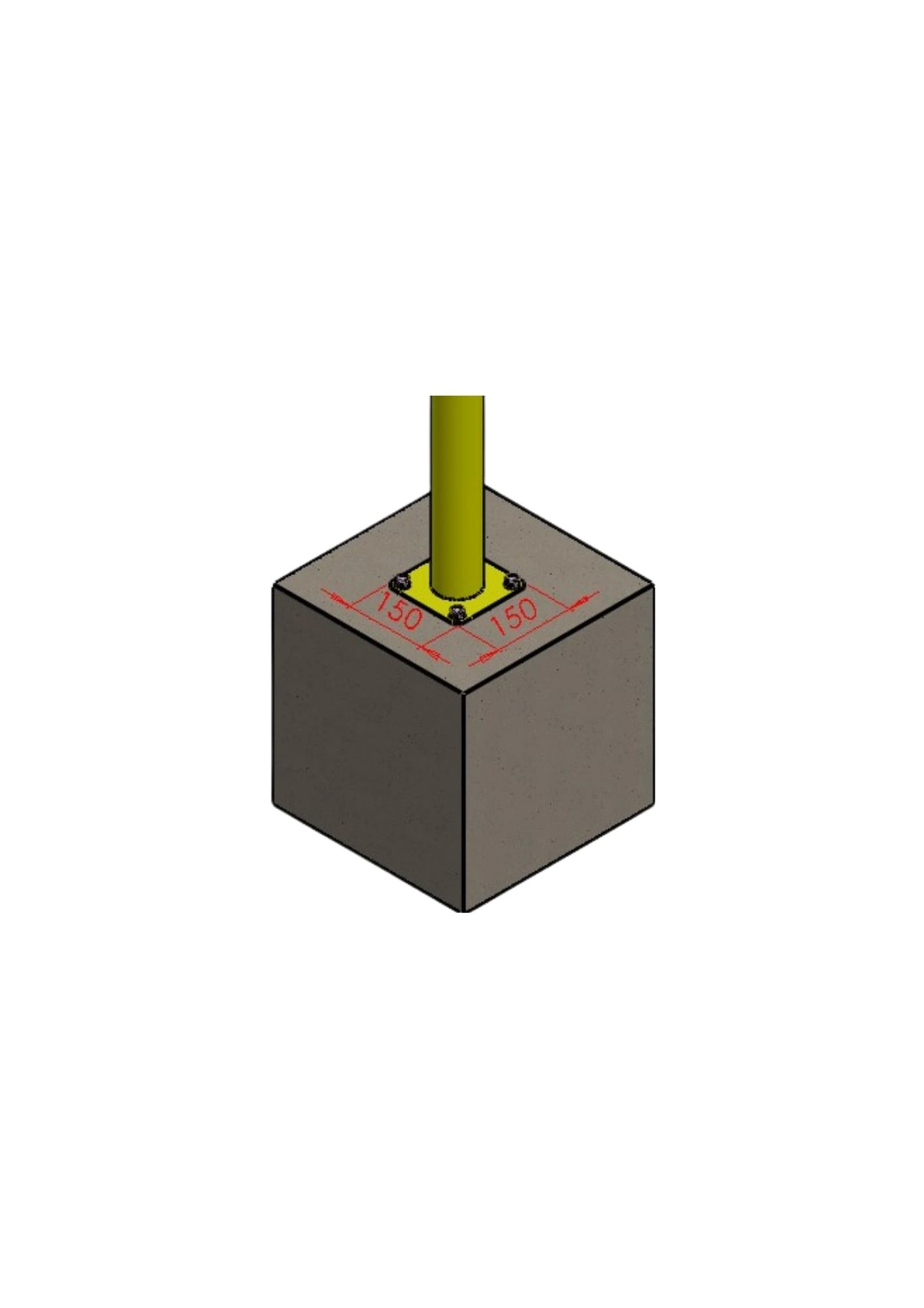 Diagrama — Bollard Base Dupla em formato u Parafusado